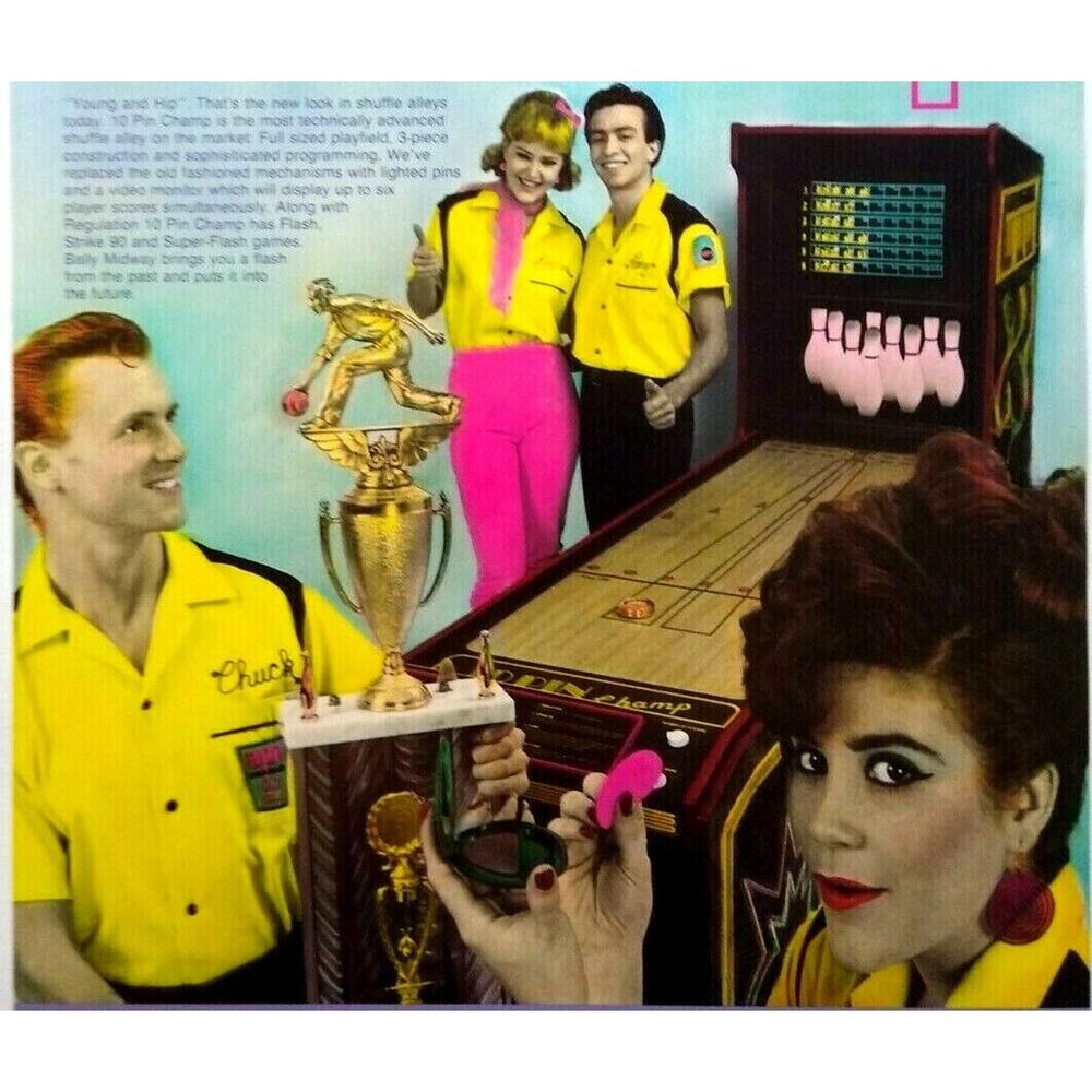 10 Pin Champ Arcade Flyer Original 1984 Shuffle Game Art 8.5" x 11" Vintage